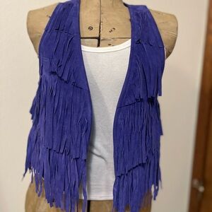 XXI Purple Suede Fringe Vest